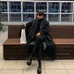 Men's Warm Trench Coat - Single-Breasted, Wool, Winter