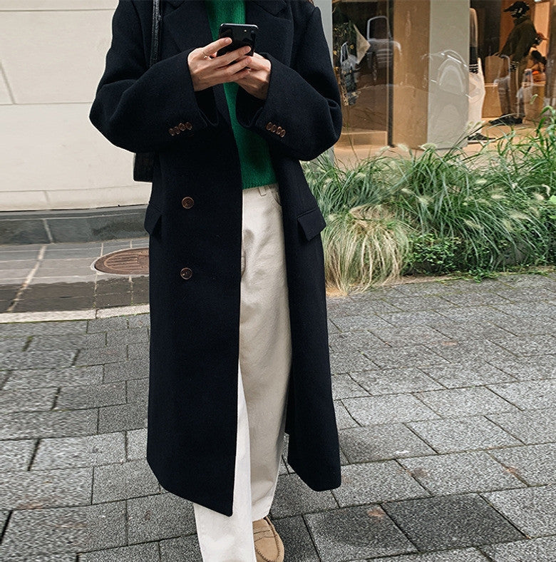 Notched Collar, Wool, For City – Oversized Women’s Coat