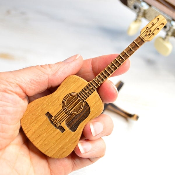 Organic Wood Guitar Pick Holder Case - Mini Acoustic Design for Musicians, Great Gift Idea