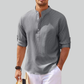 Linen Cotton Men's Long-Sleeved Shirt Plus Size S-5XL Casual Beach Style