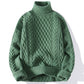Mens Warm Turtleneck Sweater - Relaxed Cable Knit, Winter