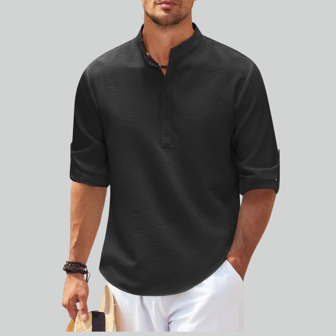 Linen Cotton Men's Long-Sleeved Shirt Plus Size S-5XL Casual Beach Style