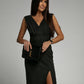 Elegant Women's V-Neck Cocktail Dress with Slit, Figure-Hugging Design for Formal Occasions, Available in Multiple Sizes-4