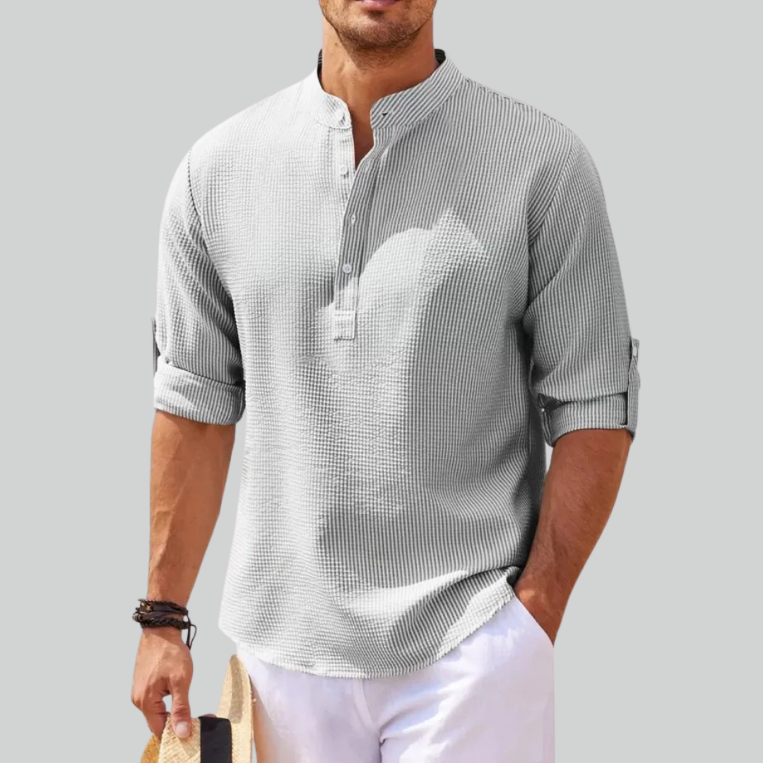 Linen Cotton Men's Long-Sleeved Shirt Plus Size S-5XL Casual Beach Style