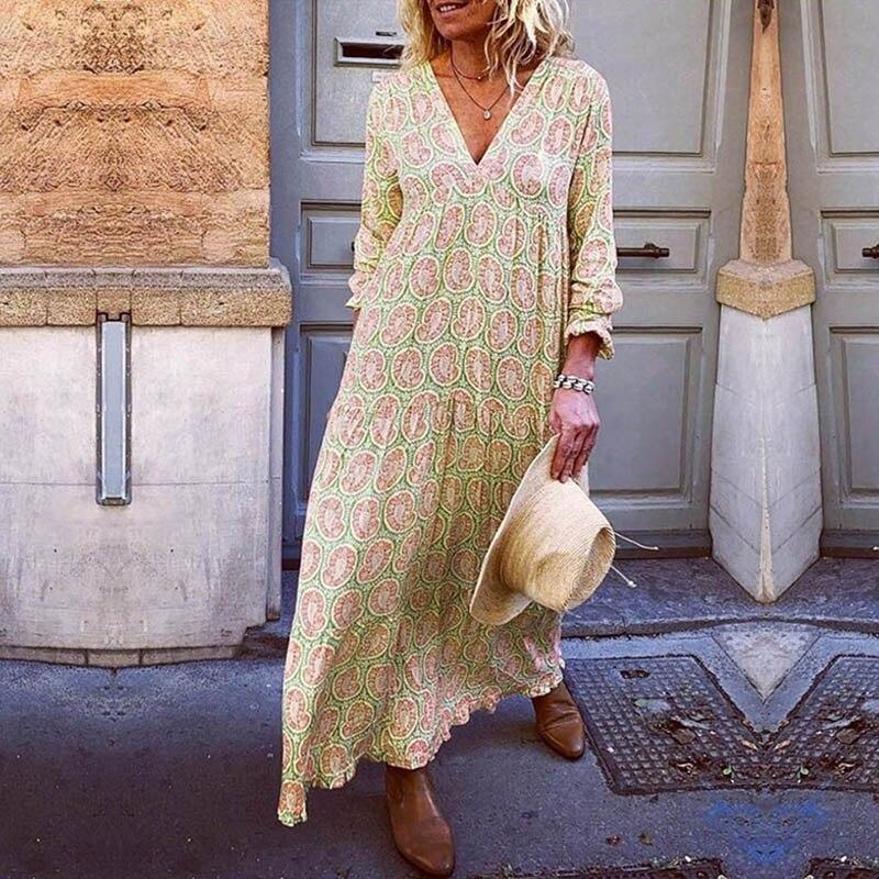 Trendy V-Neck Women's Dress with Striking Print for Spring and Summer, Eco-Friendly Fabric, Comfortable Fit, Available in Multiple Sizes-5