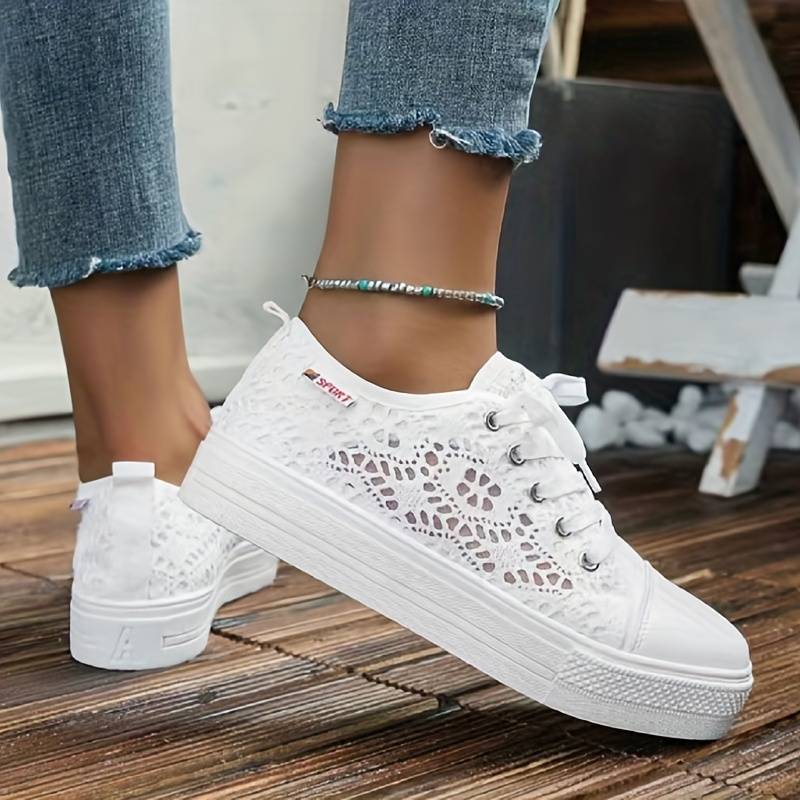 Variant image for Chic Lace Sneakers for Women, Breathable and Comfortable Design in Black and White, Padded Interior for All-Day Support-1