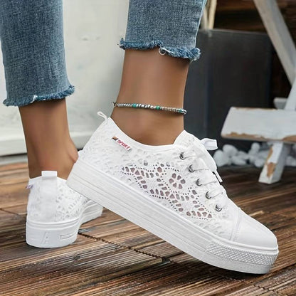 Variant image for Chic Lace Sneakers for Women, Breathable and Comfortable Design in Black and White, Padded Interior for All-Day Support-1