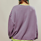 Women's Oversized Sweatshirt - Boxy Striped Cotton Casual