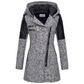 Women's Warm Winter Coat - Asymmetric Zip, Cotton Blend