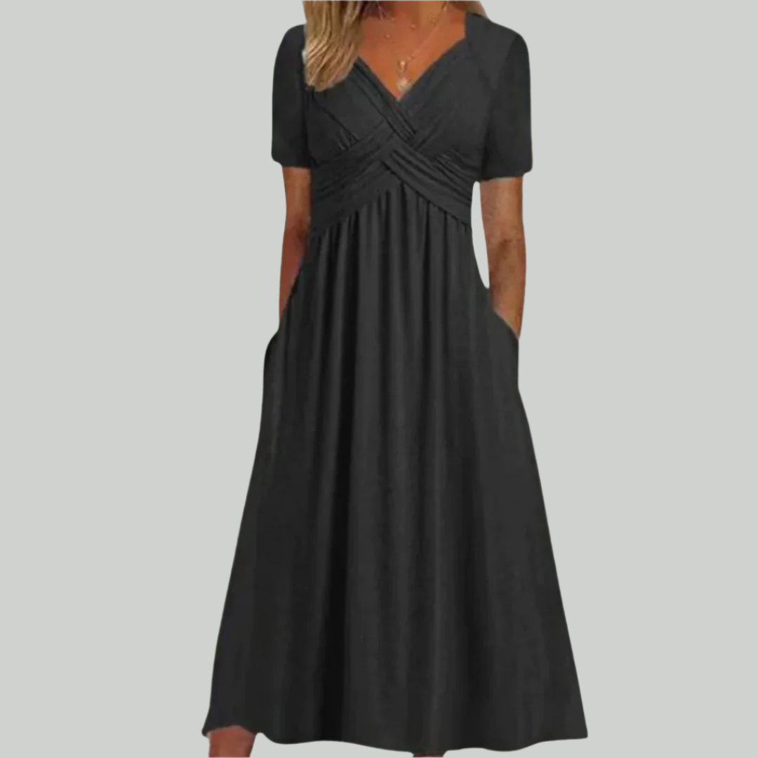 Variant image for Elegant V-Neck Women's Dress, Flattering Fit in Breathable Fabric, Sizes S to 2XL - Perfect for Formal and Summer Occasions-9