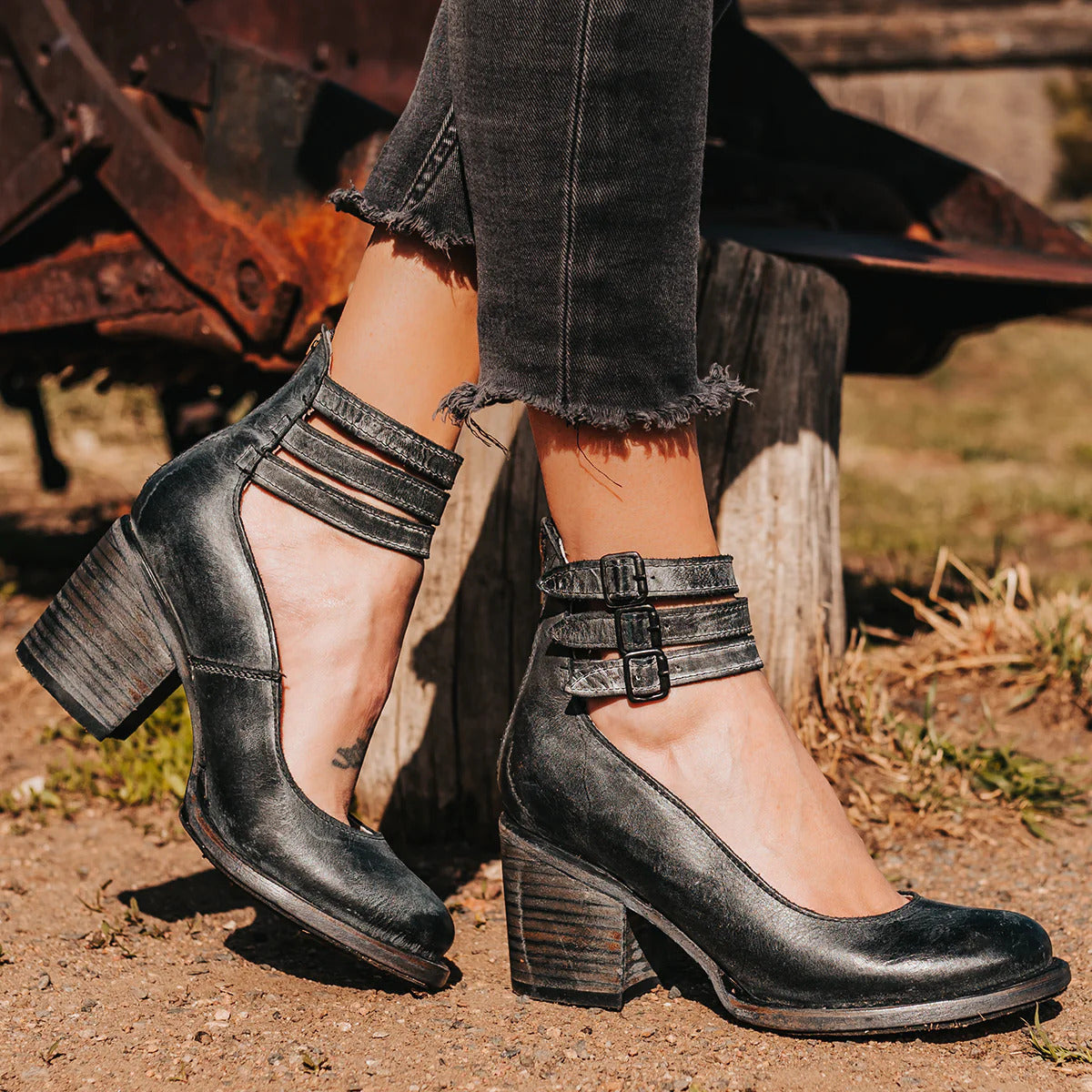 Variant image for Elegant Black Women's Pumps with Adjustable Buckles for Comfort and Style-11