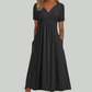 Elegant V-Neck Women's Dress, Flattering Fit in Breathable Fabric, Sizes S to 2XL - Perfect for Formal and Summer Occasions-5
