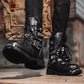 Sturdy Mens Motorcycle Boots - Lace Up, Leather, Riding