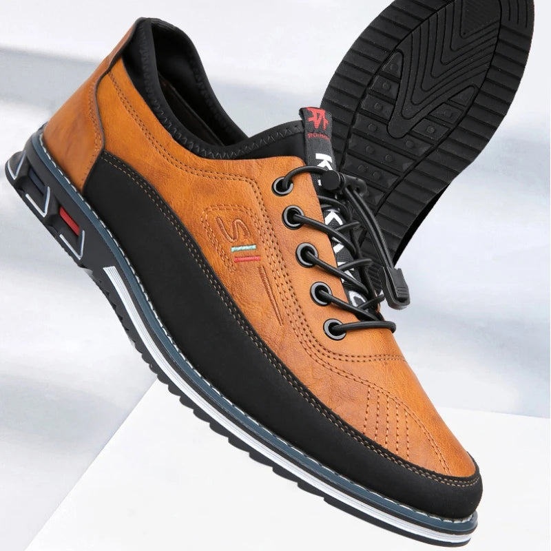 Elegant Oxford Men's Shoes in Premium Leather with Comfortable Insole, Available in Brown, Black, Gray, and Khaki-2
