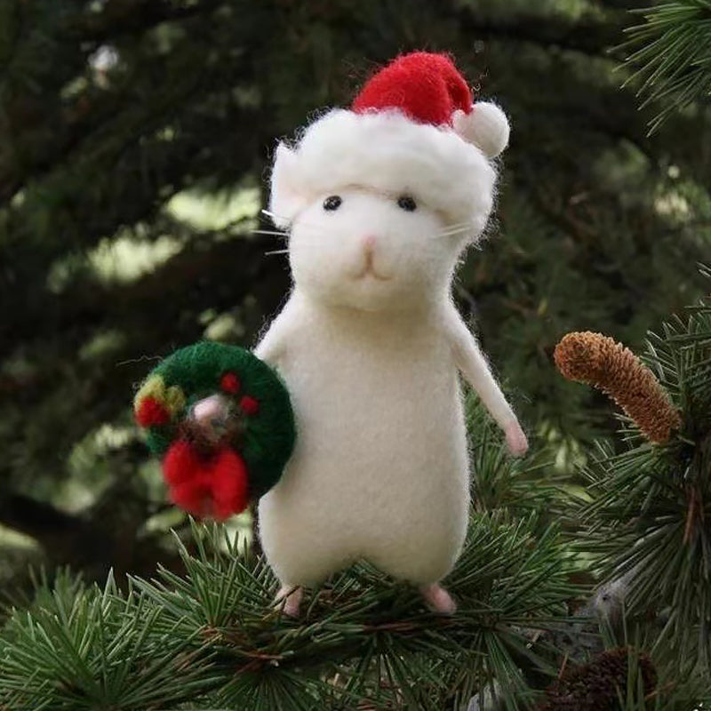Felt Handcrafted Pumpkin Mouse Ornament - Unique Seasonal Decor for Halloween & Christmas Celebrations