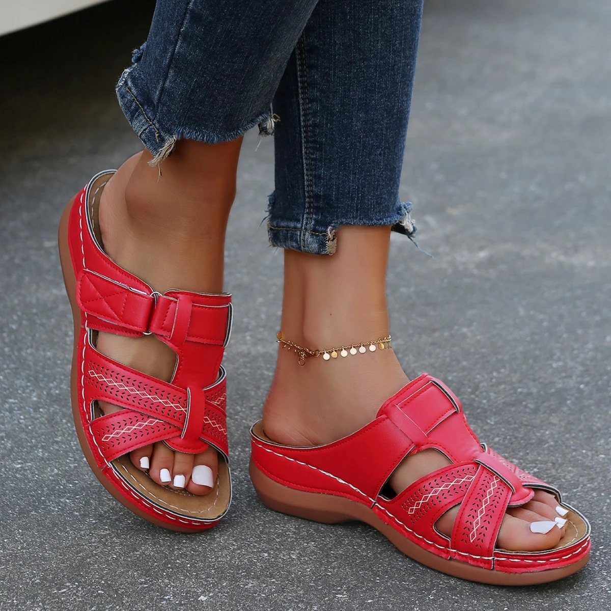 Ladies Orthopedic Sandals for Women, Comfortable Anti-Slip Sole, Stylish Design, Posture-Correcting Support, Sizes 6 to 10-3