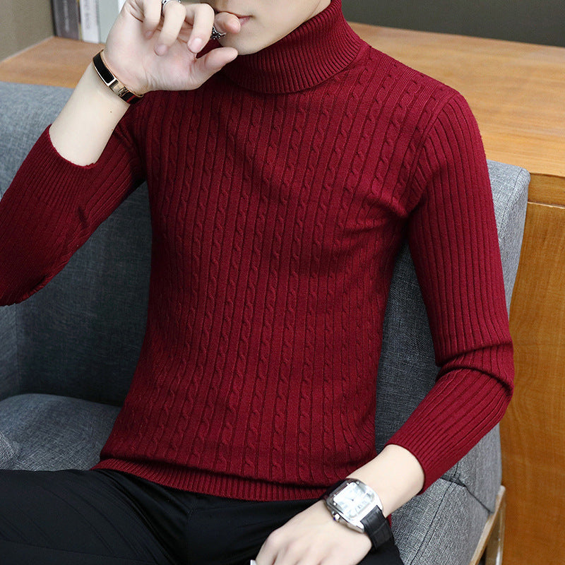 Men’s Fitted Turtleneck Sweater - Slim Fit Cotton Blend