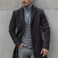 Refined Warm Men's Tweed Coat - Medium-Length Polyester