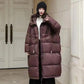 Cozy Warm Women’s Down Coat - Mid Length, Velvet, Winter