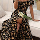 A-Line Floral Summer Dress with Puffed Sleeves for Women - Lightweight Formal Wedding Guest Dresses in Yellow, Green, Pink, Blue-4