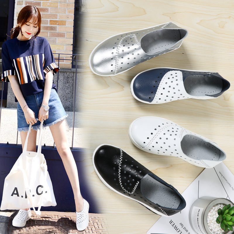 durable Breathable, women's orthopedic slip-on shoes - perforated, cushioned, pu leather, casual wear