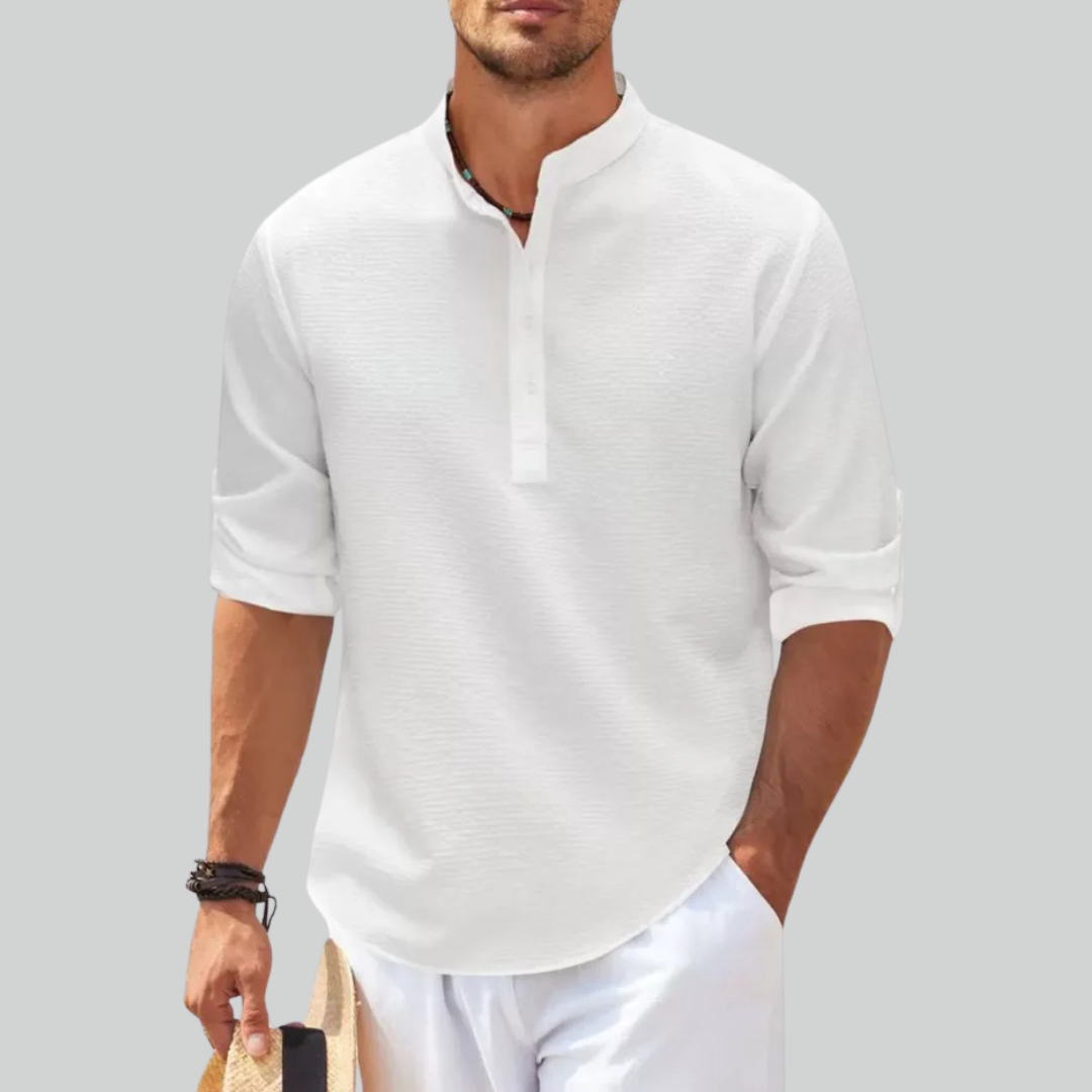Linen Cotton Men's Long-Sleeved Shirt Plus Size S-5XL Casual Beach Style