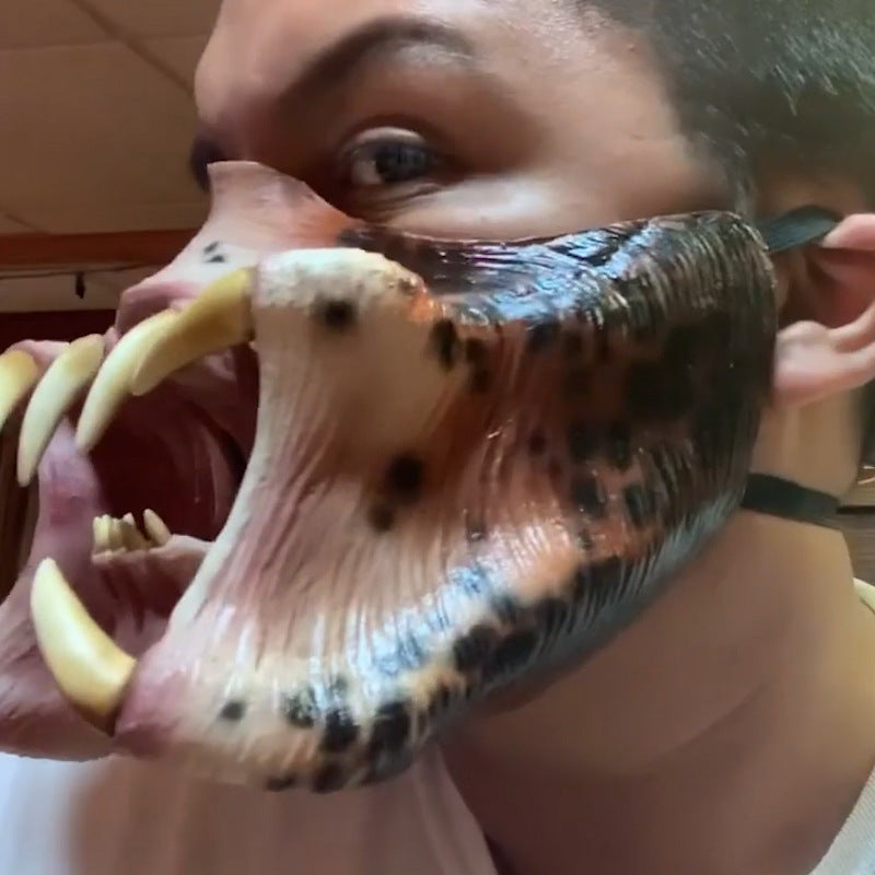 Latex2025 Edition Horror Mask Cannibal Mouth Cosplay Halloween