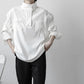 Plush Men’s Half Turtleneck Shirt - Stand Collar, Polyester
