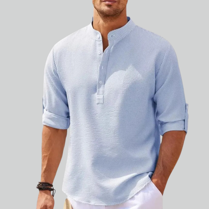 Linen Cotton Men's Long-Sleeved Shirt Plus Size S-5XL Casual Beach Style