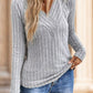 Plush Flattering Women’s V Neck Top - Ribbed Velvet, Casual