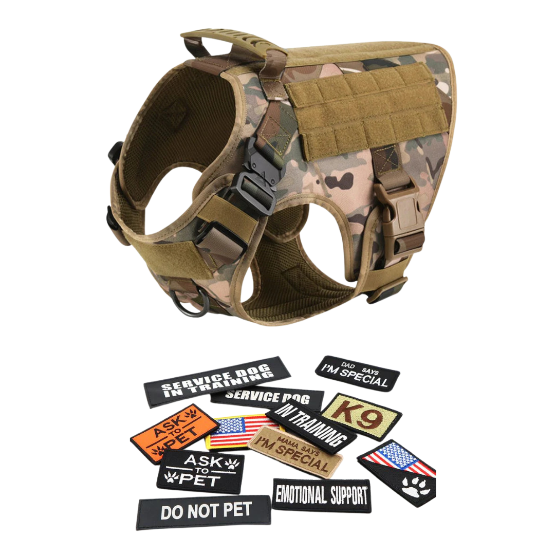 Tactical Dog Harness No-Pull With Front And Back D-Rings Fast-Release Buckles Top Handle Heavy-Duty Training