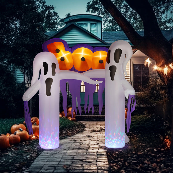 White 9.8ft Ghost Arch Inflatable Halloween Yard Decor