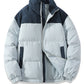 Unisex Insulating Puffer Coat - Stand Collar, Cotton