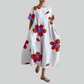 Lady Fashion Short Sleeve Loose Maxi Dress - Retro Flower Print Pocket Party Dress