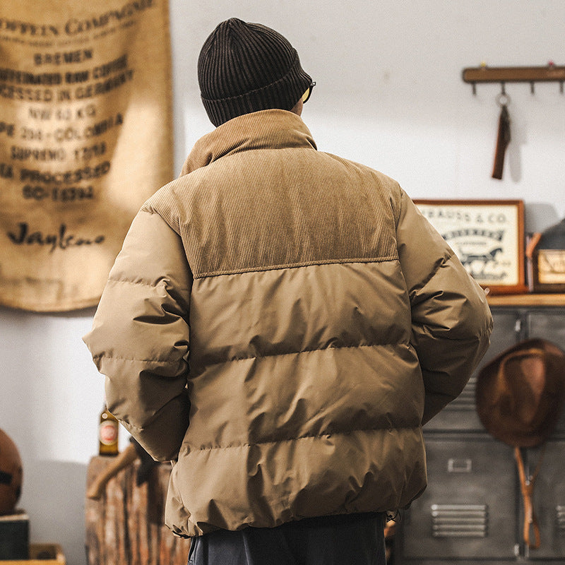 Mens Insulating Puffer Jacket - Corduroy Yoke, Duck Down