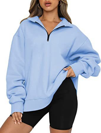 Light Women Zip Sweatshirt - Oversized Pullover Casual