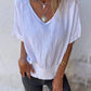 Variant image for Relaxed Women's Top in Cotton Linen Blend, Flowy V-Neck Blouse for Casual Summer Style-7