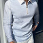 Plush Textured Men's Polo Sweater - Patterned Knit, Cotton