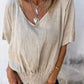 Relaxed Women's Top in Cotton Linen Blend, Flowy V-Neck Blouse for Casual Summer Style-6