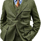 men's Wrinkle-free three-piece suit - slim-fit, herringbone wool, for formal events and business wear