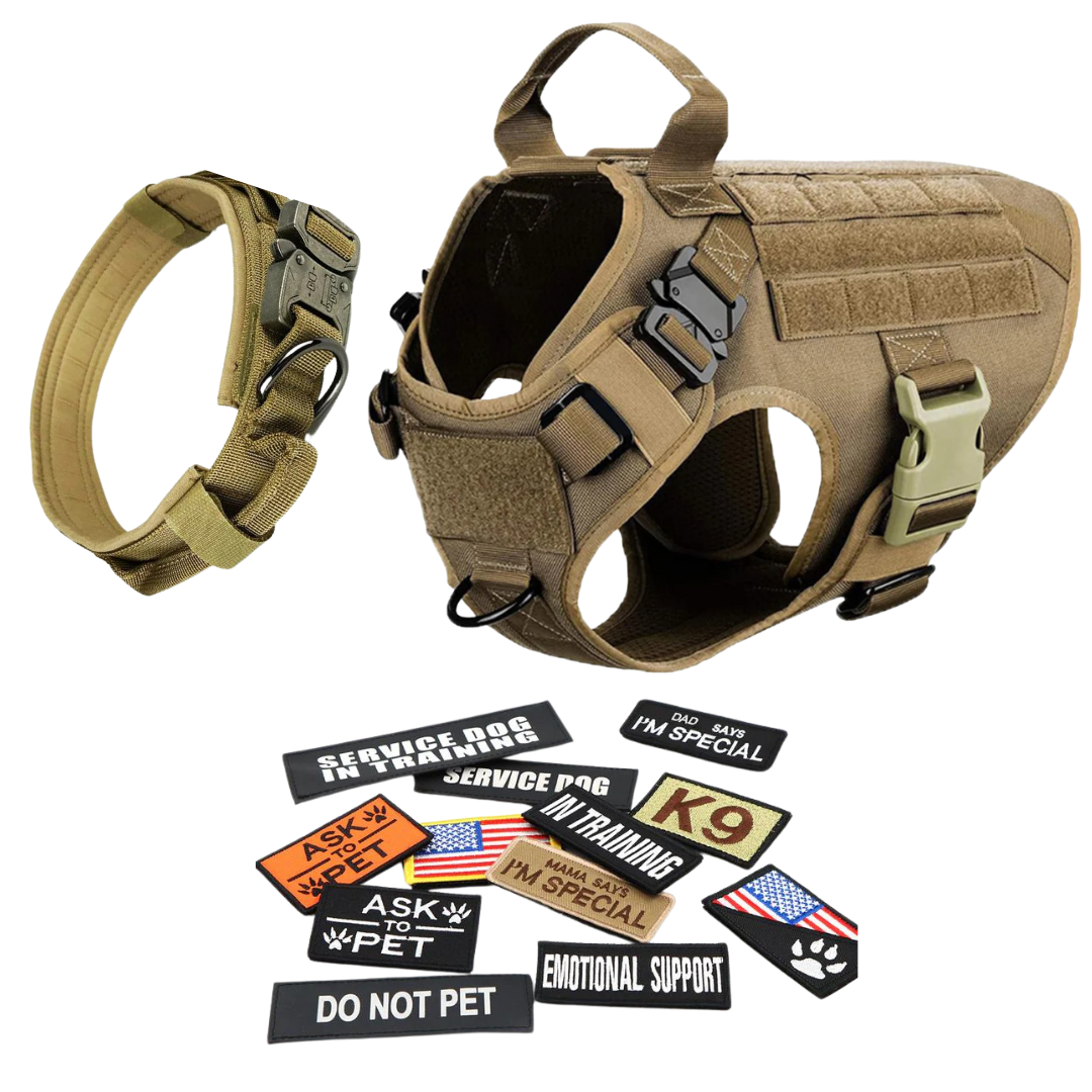 Tactical Dog Harness No-Pull With Front And Back D-Rings Fast-Release Buckles Top Handle Heavy-Duty Training