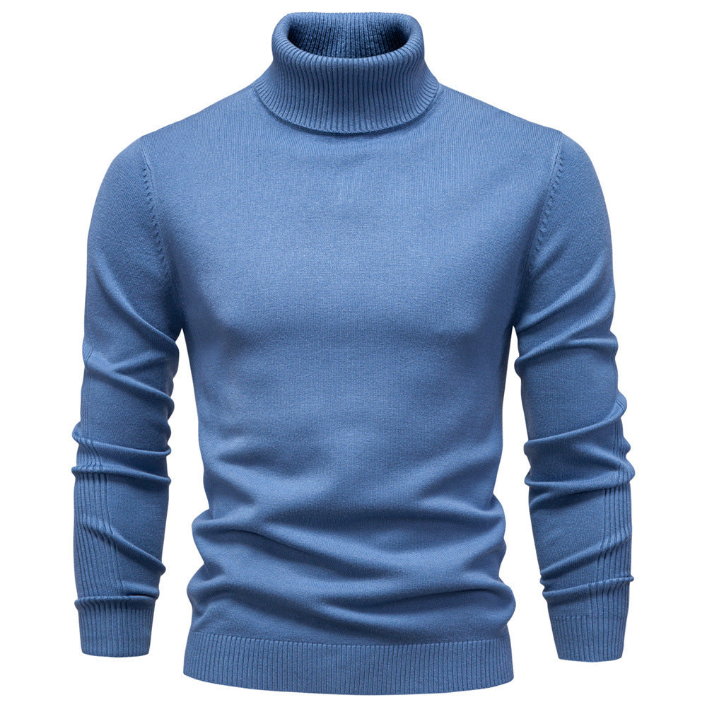 Plush Men's Turtleneck Sweater - Slim Fit Viscose Winter