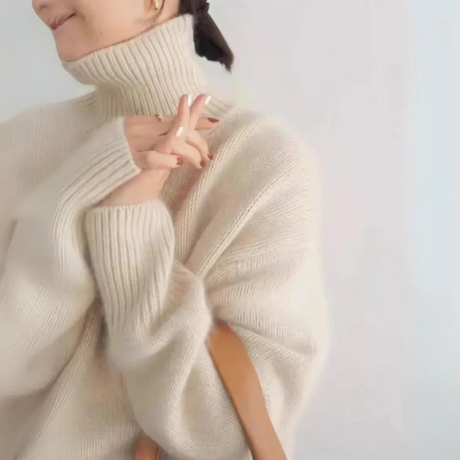 Cashmere Sweater - Plush Oversized Turtleneck Knit for Women