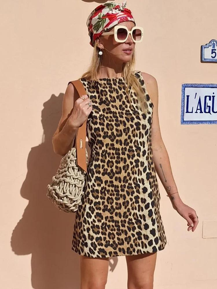 Leopard Print Mini Dress for Women - Stylish Summer Dress with Flattering Fit for Casual and Festive Occasions-6