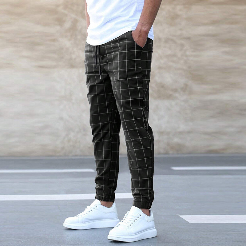 Stylish Men's Pants with Window Pattern, Comfortable Fit, Versatile for Work and Leisure, Machine Washable-1