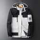 Water-Resistant Men's Rain Jacket - Hooded Colorblock, Packable
