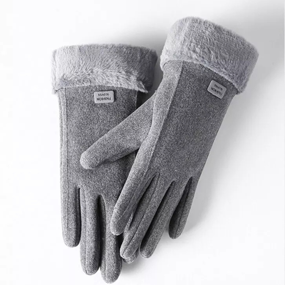 Women’s Windproof Plush Gloves - Slim Tailored, Suede