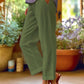 Loose-Fitting White Linen Pants for Women, Breathable Wide Leg Casual Trousers-5