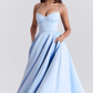 Elegant White Satin Midi Dress with Spaghetti Straps and Tulle Skirt for Women - Perfect for Special Occasions-2