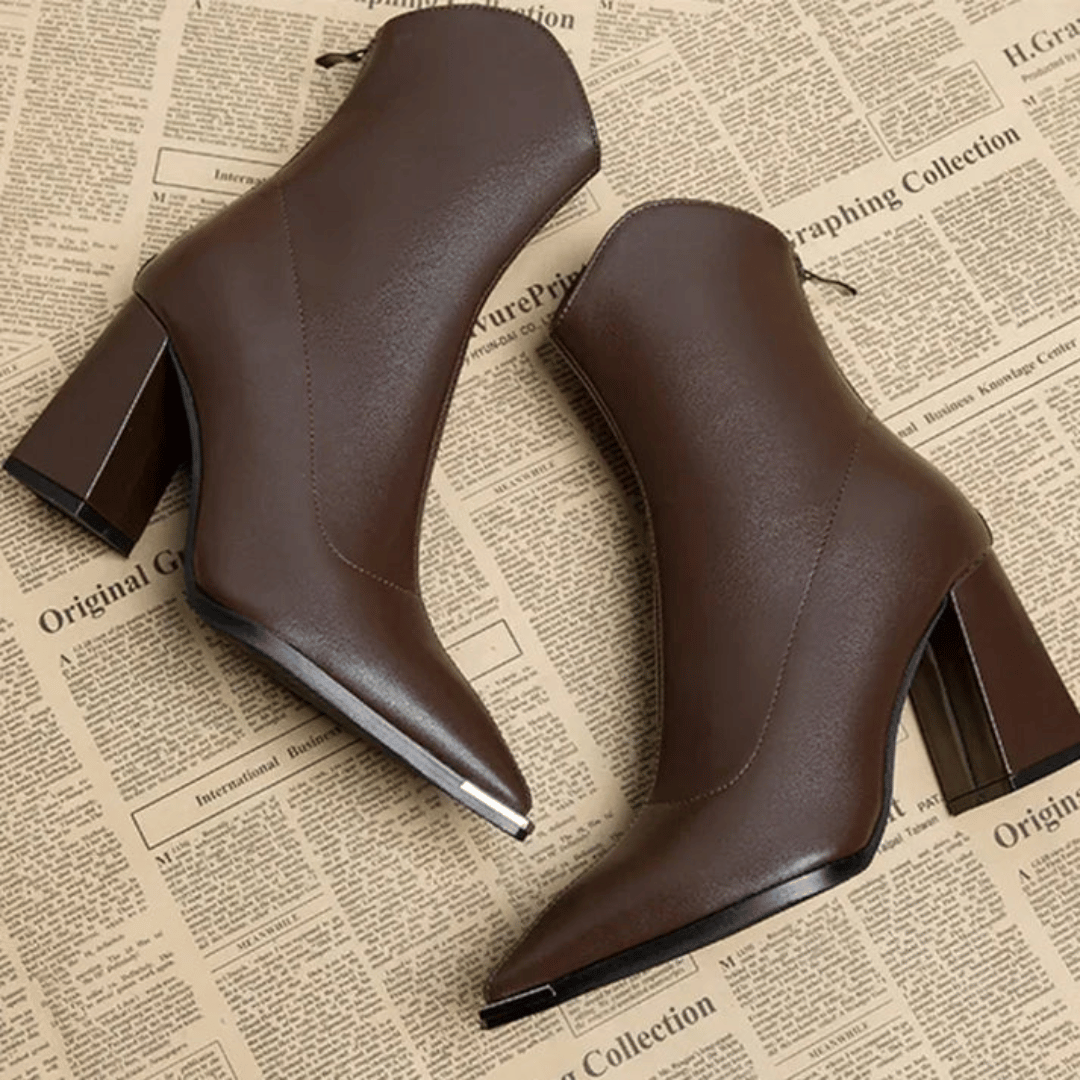 Women's Supportive Ankle Boots - Pointed Toe, Faux Leather